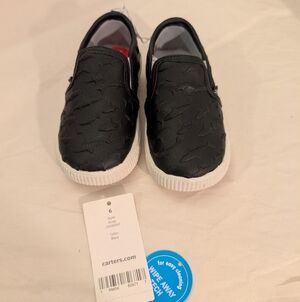 NWOT Carter's Ricky Black Shark Detail Slip-On Shoes in Size 6 (Toddler)